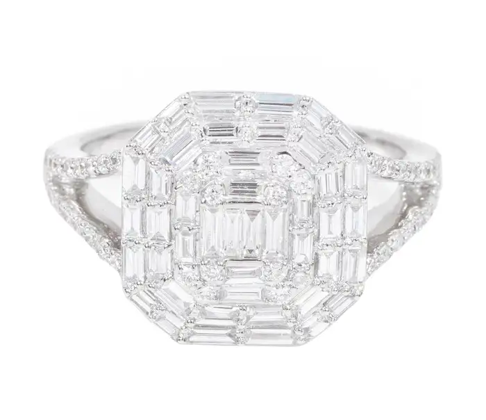 925 Sterling Silver 1.12 Carat Diamond Contemporary-Style Ring