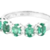 925 Sterling Silver 1.13 Carat Diamond and Emerald Cluster Statement Ring - Image 2