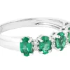 925 Sterling Silver 1.13 Carat Diamond and Emerald Cluster Statement Ring - Image 3
