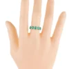 925 Sterling Silver 1.13 Carat Diamond and Emerald Cluster Statement Ring - Image 5