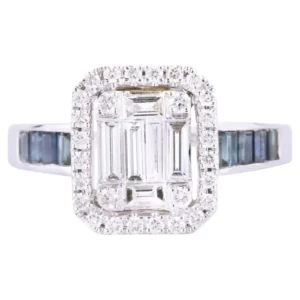 925 Sterling Silver 1.16 Carat | Diamond Band and Cluster Ring