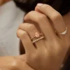 Pink diamond engagement ring with balanced oval silhouette