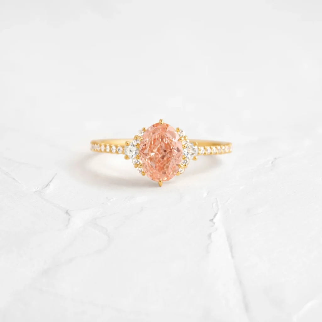 925 Sterling Silver 1.2ct. Pink Diamond Ring