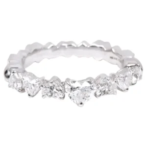 925 Sterling Silver 1.35 Carat Solitaire Heart-Shape Diamond Eternity Band Ring