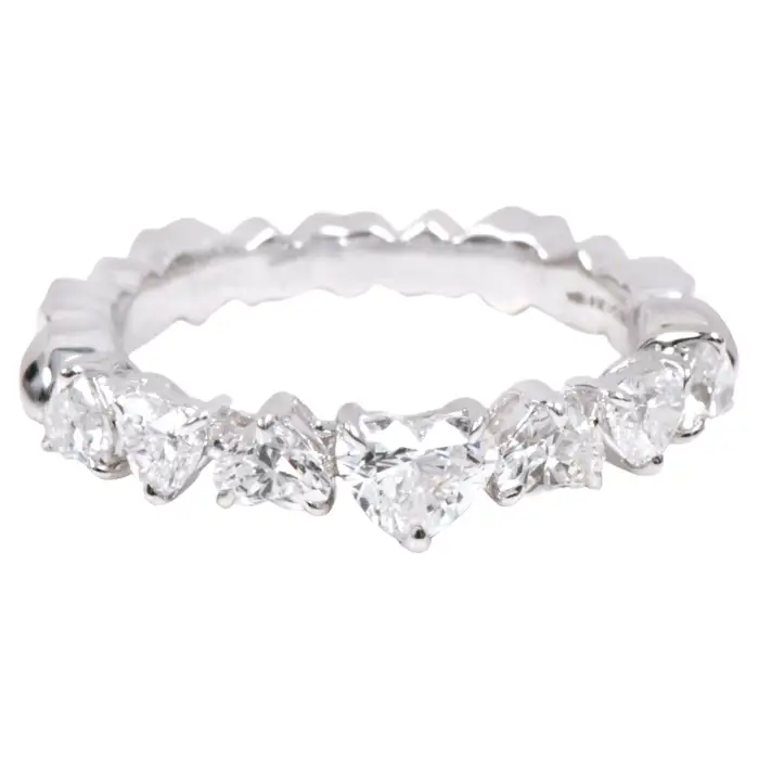 925 Sterling Silver 1.35 Carat Solitaire Heart-Shape Diamond Eternity Band Ring