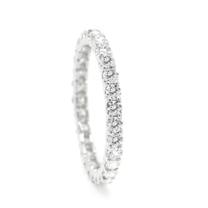925 Sterling Silver 1.38 Carat Diamond Brilliant-Cut Eternity Full Band Ring
