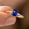 925 Sterling Silver ring with blue sapphire-inspired centre stone