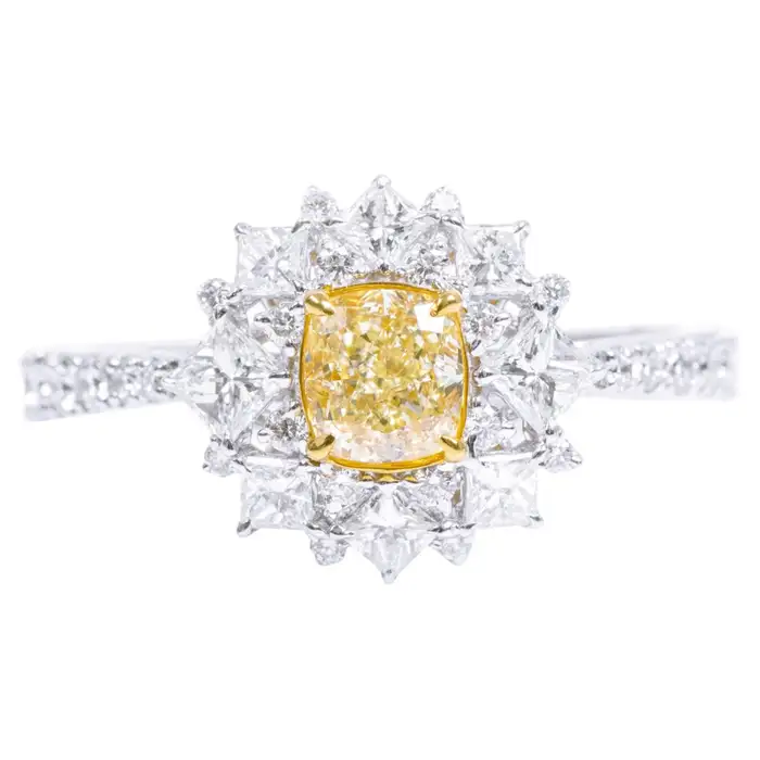 925 Sterling Silver 1.48 Carat | Fancy Yellow Diamond | Diamond Cocktail Ring