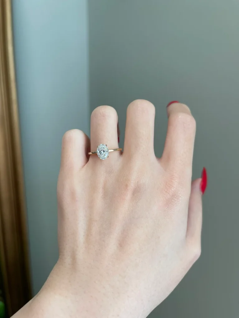925 Sterling Silver 1.5 Carat Crushed Ice Hybrid Oval Cut Engagement Ring