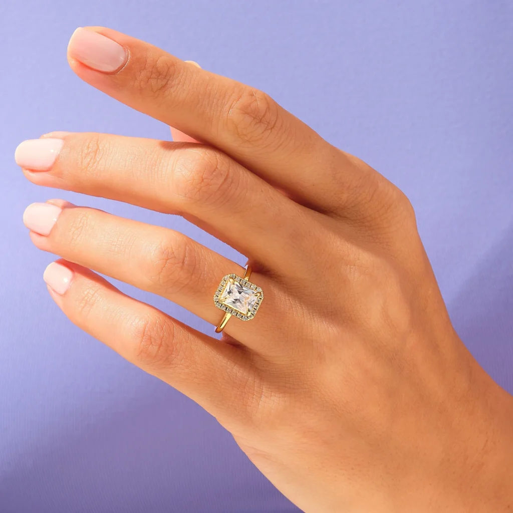 925 Sterling Silver 1.5 CT Radiant Diamond Promise Ring Thin Band Platinum Ring