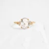 925 Sterling Silver oval engagement ring with rose cut design