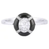 925 Sterling Silver 1.70 Carat Diamond and Black Onyx Engagement Ring
