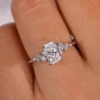 925 Sterling Silver elongated cushion cut diamond engagement ring