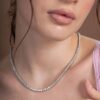 925 Sterling Silver tennis necklace with round stones