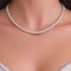 Round CZ diamond tennis necklace in 4-prong settings