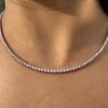 Gold-plated tennis necklace with a continuous stone line