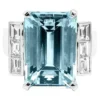 925 Sterling Silver 11.01 Carat Aquamarine Emerald-Cut Statement Cocktail Ring