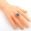 925 Sterling Silver 11.01 Carat Aquamarine Emerald-Cut Statement Cocktail Ring - Image 4