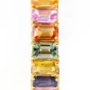 925 sterling silver eternity band ring with emerald-cut multi-sapphires