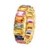 Multi-sapphire ring with thick gold plating and an eternity setting