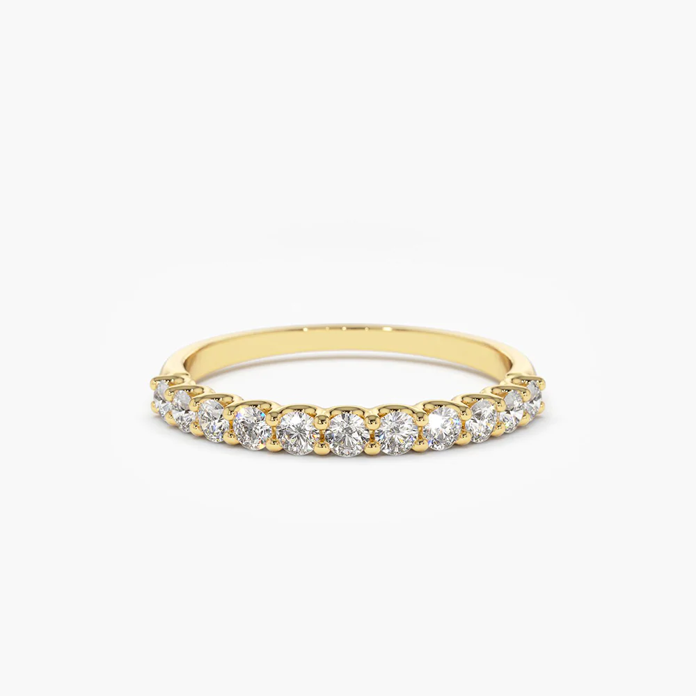 925 Sterling Silver 11 Stone U-Shaped Diamond Wedding Band