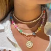 Classic tennis necklace in sterling silver with thick gold plating