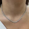 925 Sterling Silver 12.11ctw 2.50mm Round Diamond 20 Inches 3 Prong Classic Tennis Necklace