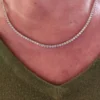 925 Sterling Silver 12.11ctw 2.50mm Round Diamond 20 Inches 3 Prong Classic Tennis Necklace - Image 4