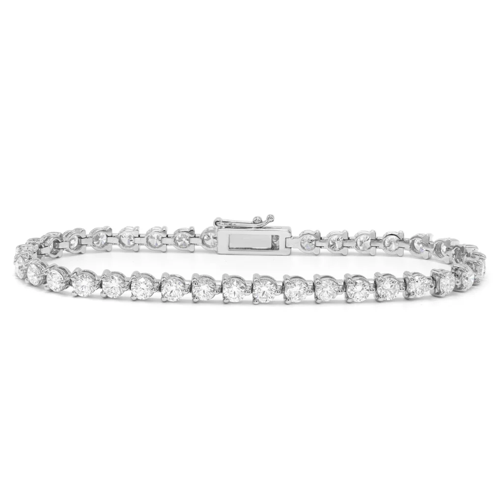 925 Sterling Silver 2.07ctw 1.75mm Round Diamond 7.5 Inches 3 Prong Classic Tennis Bracelet