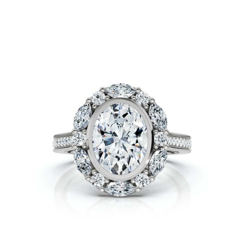 925 Sterling Silver 2.09ct Halo Diamond Engagement Ring