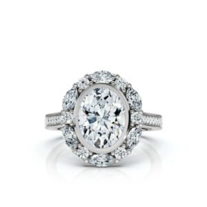 925 Sterling Silver 2.09ct Halo Diamond Engagement Ring