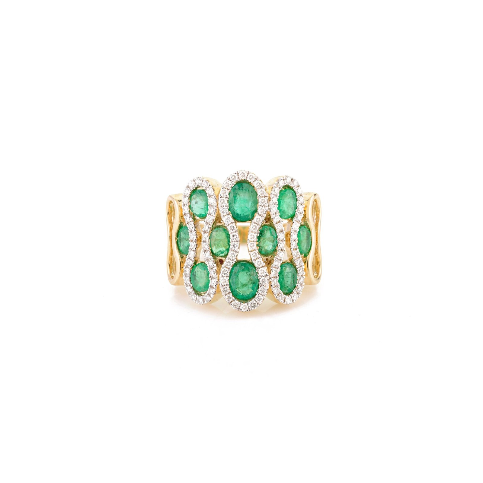 925 sterling silver simulated emerald and diamond cluster ring