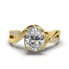 Oval diamond engagement ring with polished sterling silver finish