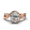 Polished sterling silver ring with round side stones and pave setting