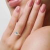 925 Sterling Silver ring featuring a 2.1ct round stone with round and marquise side stones