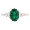 925 Sterling Silver 2.20 Carat Emerald and Diamond Ring