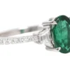 925 Sterling Silver 2.20 Carat Emerald and Diamond Ring - Image 2