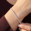 Classic 925 sterling silver tennis bracelet with round stones