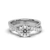 Sterling silver engagement ring with round diamond-inspired centre stone