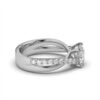 Elegant ring featuring 22 round side stones and a polished band