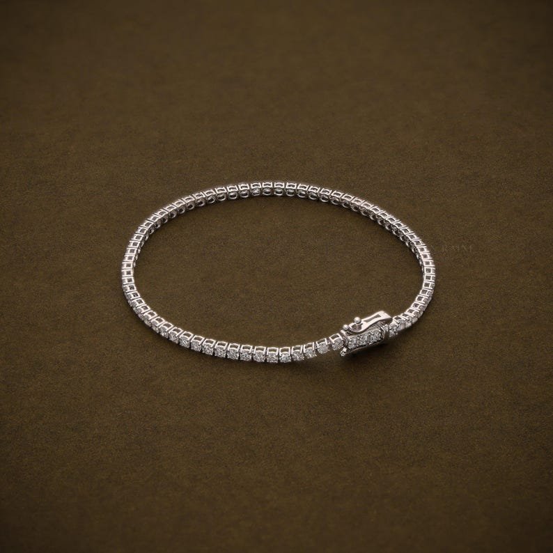 925 Sterling Silver 2.32ctw 2.0mm Round Diamond 7 inches Classic 4 Prong Tennis Bracelet