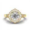 Round halo diamond-style ring with 0.29 ct side stones