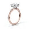 Pave engagement ring with round side stones and polished finish