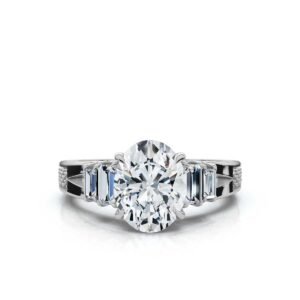 925 Sterling Silver 2.4CT Oval Shape Diamond Engagement Ring