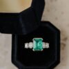 925 Sterling Silver 2.58 ct Emerald Cut Emerald Ring - Image 7