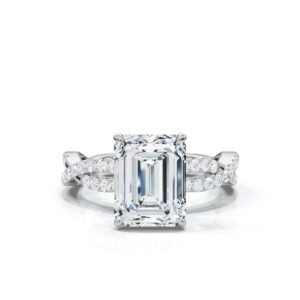 925 Sterling Silver 2.5ct Emerald Cut Diamond Ring