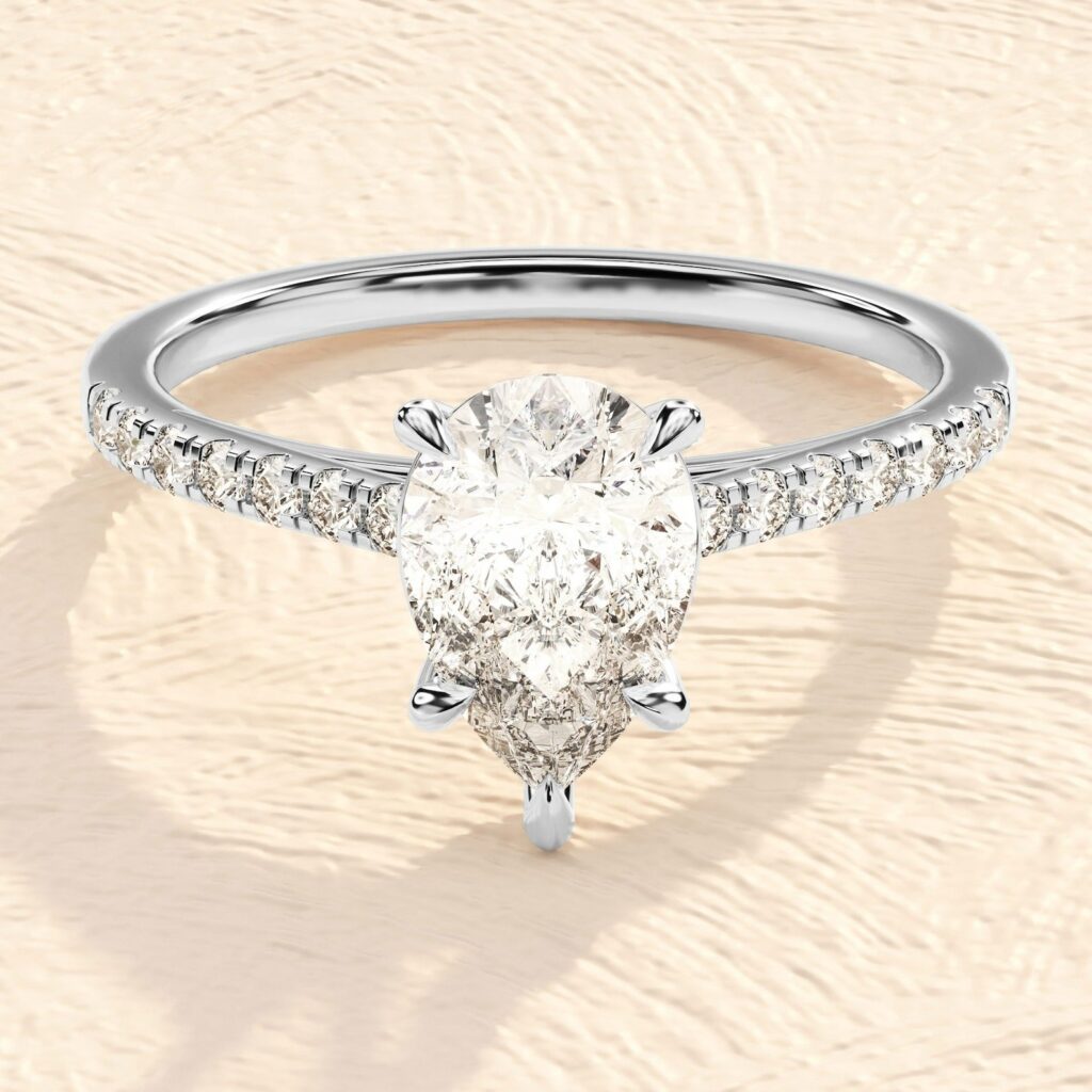 925 Sterling Silver 2.5ct Pear Cut Diamond Engagement Ring
