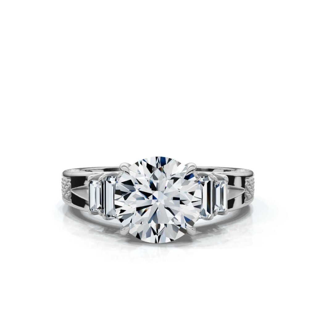 925 Sterling Silver 2.5CT Round Shape Diamond Engagement Ring