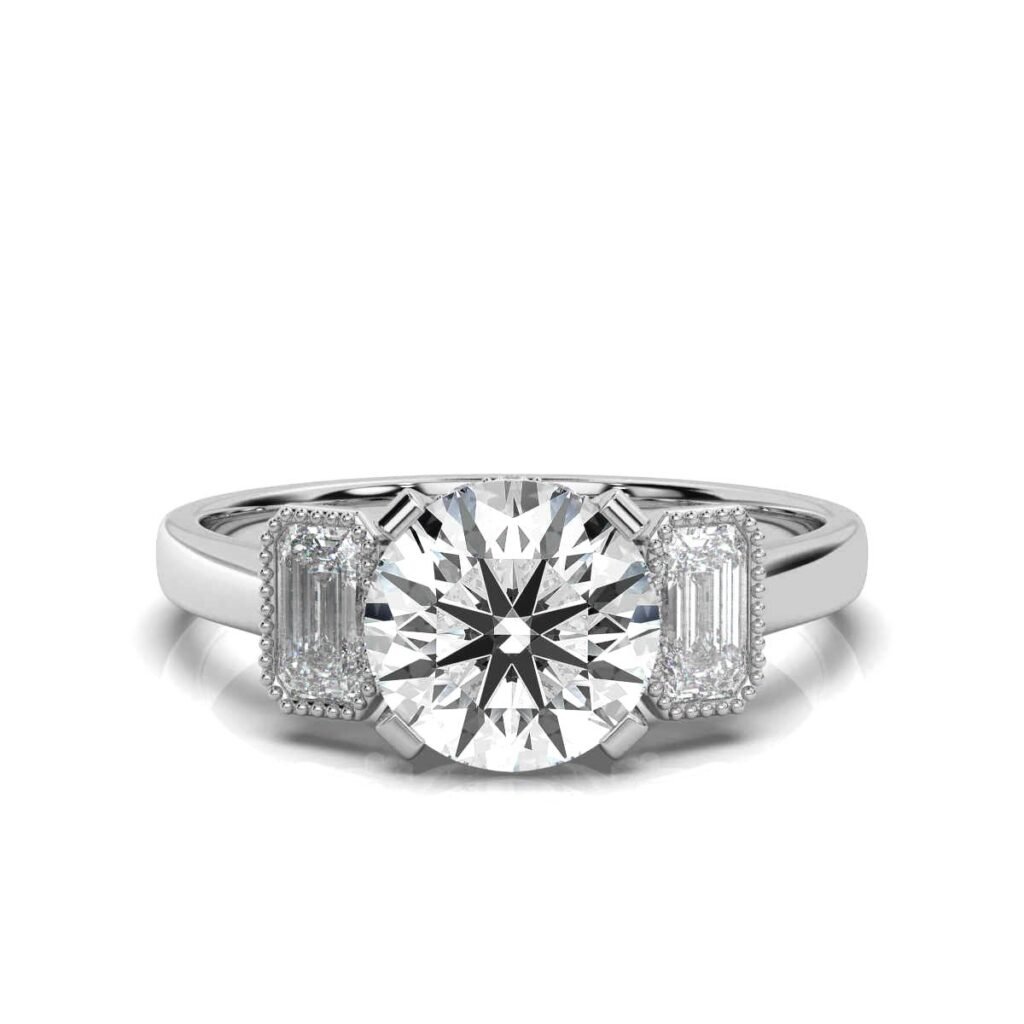 925 Sterling Silver 2.5ct Three Stone Diamond Ring