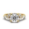 Sterling silver engagement ring with round diamond-inspired centre stone